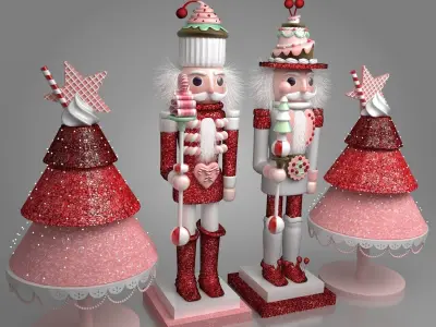 The Nutcracker three nutcrackers with candy canes 3D model