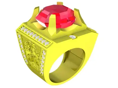 Luxury Large Gemstone Signet Ring 3D Model 4273 3D print model