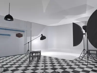 Photo studio - interior and props Low-poly 3D model
