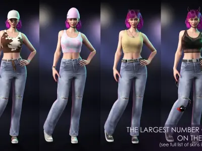 Streetwear Girl 1 - Casual Wear Girls Pack 1 Game-Ready Low-poly 3D model