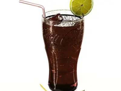 Coke Coca Cola Glass Coaster Straw and Lemon 3D model