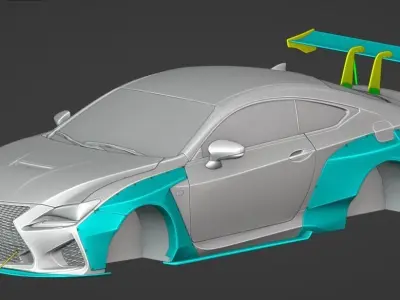 Lexus RC-F Rocket Bunny Pandem V1 Body Kit 3D model