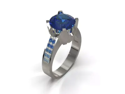 Ocean Blue cad Solitaire Ring model sr0127 3D print model