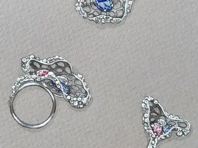 Aerial Ring with diamonds 3D print model