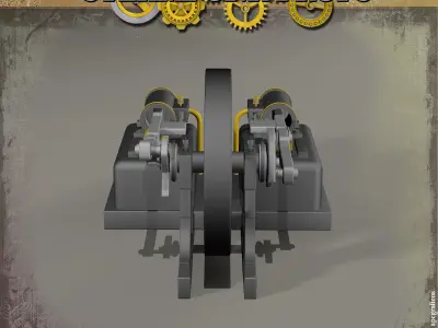 Steampunk Steam Engine 3D model