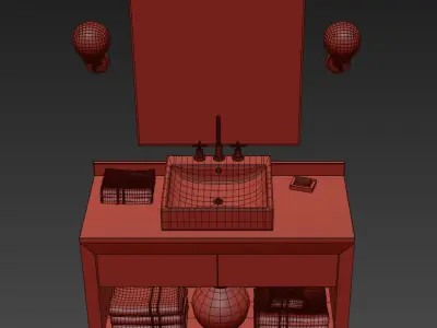 RH RECLAIMED RUSSIAN OAK SINGLE EXTRA-WIDE WASHSTAND 3D model