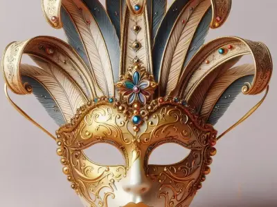3096  Venetian Carnival Mask  Color 3D Model  magic 3D print model