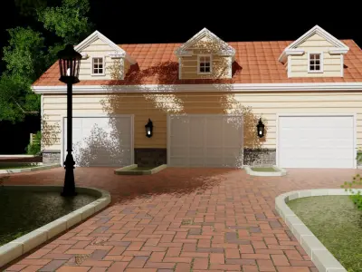 Classic house american style low poly Low-poly 3D model
