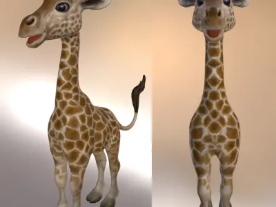 Giraffe Low Poly two giraffes side Low-poly 3D model
