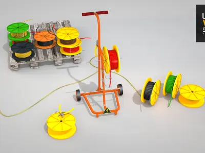 Construction Cable Wire Reel Cart 3D model