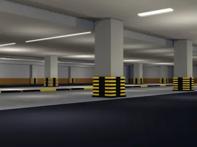 Parking Underground Low Poly  Low-poly 3D model
