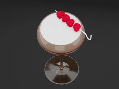 Raspberry Cocktail Low-poly 3D model