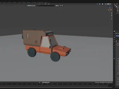 lopoly Animated Truck in blender Low-poly 3D model