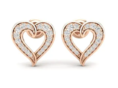 AV 368 White Diamond Ladies Heart Stud Earrings 3D print model