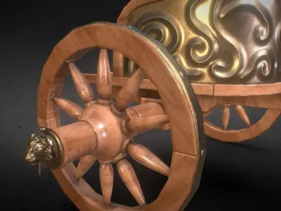 Low Poly PBR Roman Charriot Low-poly 3D model