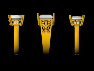 Diamond Gents Ring - 3 pis - 008 3D print model