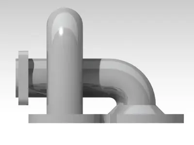 Bend Pipe with Intersection and Flanged Coupling   3D print model