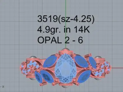 Pear Diamond Ring 3519 3D print model