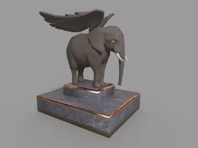 Elephant Statue Low Poly 3d Model Low-poly 3D model