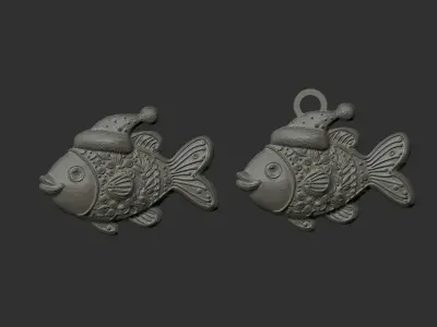 christmas fish cookie decor 2  3D print model