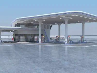 Gas station 3D model 8