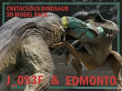 Jurassic Pack 01 - Cretaceous Dinosaur - T-Rex and Edmontosaurus 3D model