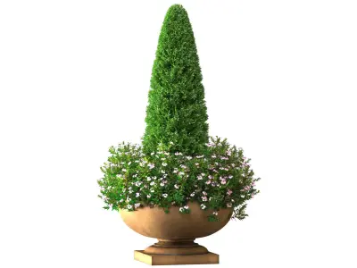 Decorative tree with flowers Porch Front Entrance Doors Patio  3D model