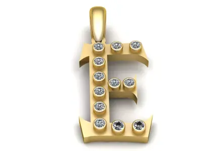 Letter E Pendant  3D Printable   Model 3D print model