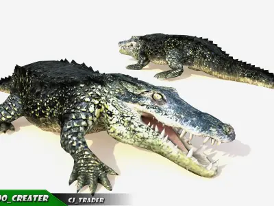 LowPoly Crocodile Beast Rigged 3d model Low-poly 3D model