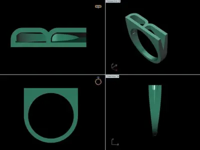 alphabet ring letter R 3D print model