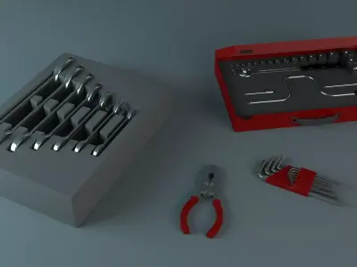 Hand Tools Pliers Wrench Allen 3D model