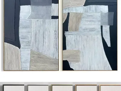 Plaster Two Photo Frame 267 Low-poly 3D model