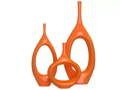 Decor Tabletop Hollowed Vases Orange 3D model