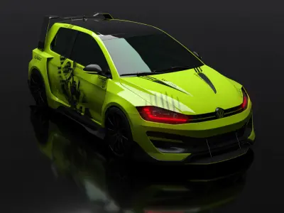 wide body car golf gti Low-poly 3D model