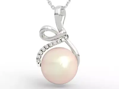 Elegant Pearl Bow Pendant Necklace 3D print model
