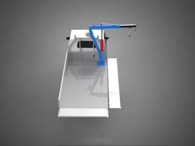 DROPSIDE FOLDING JIB CRANE HOIST HAND CRANK WINCH TRUCK PICKUP 3D model