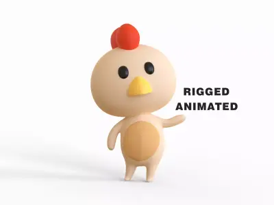 Little Funny Chicken Animated Low-poly 3D model