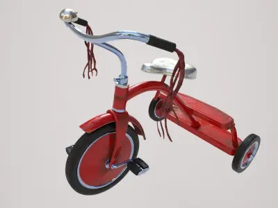 Tricycle Red  Zbrush Model 3D model