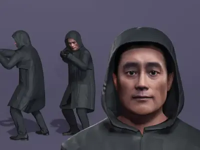 Realistic Lee Byung-hun Squid Game Boss in Trench Coat 3D Model  3D model