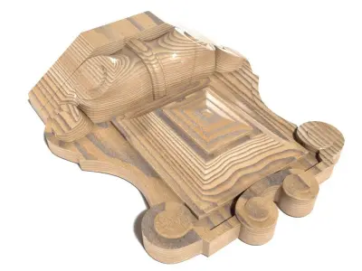 Cartouche-015 ornately carved wooden box 3D model