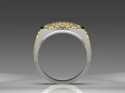 Two-tone goldMan ring with diamond model mr0079 3D print model
