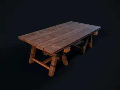Wooden Table Low-poly 3D model buy
