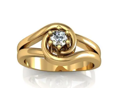 solitaire ring 3D print model 25