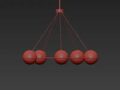 Untitled chandelier with three glass globes 3D model