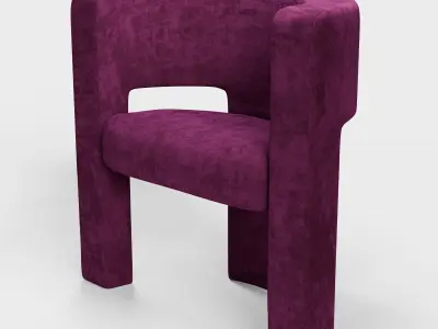 Velvet Armchair Low-poly 3D model