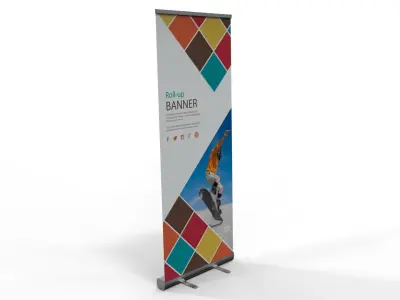 Roll-up graphic banner 80x200 3D model