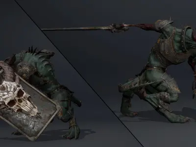 Ghost Swordman Damaged Low-poly 3D model