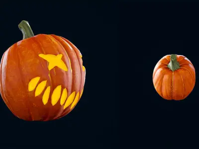 Halloween Pumpkin Head 05 - Game Ready - Textured PBR Low-poly 3D model