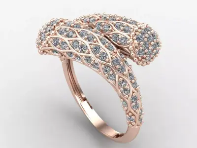 Two Head Women Ring 3DM Womens Ring 3d models 3D print model 3D print model