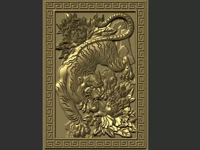 tiger carving 3D print model